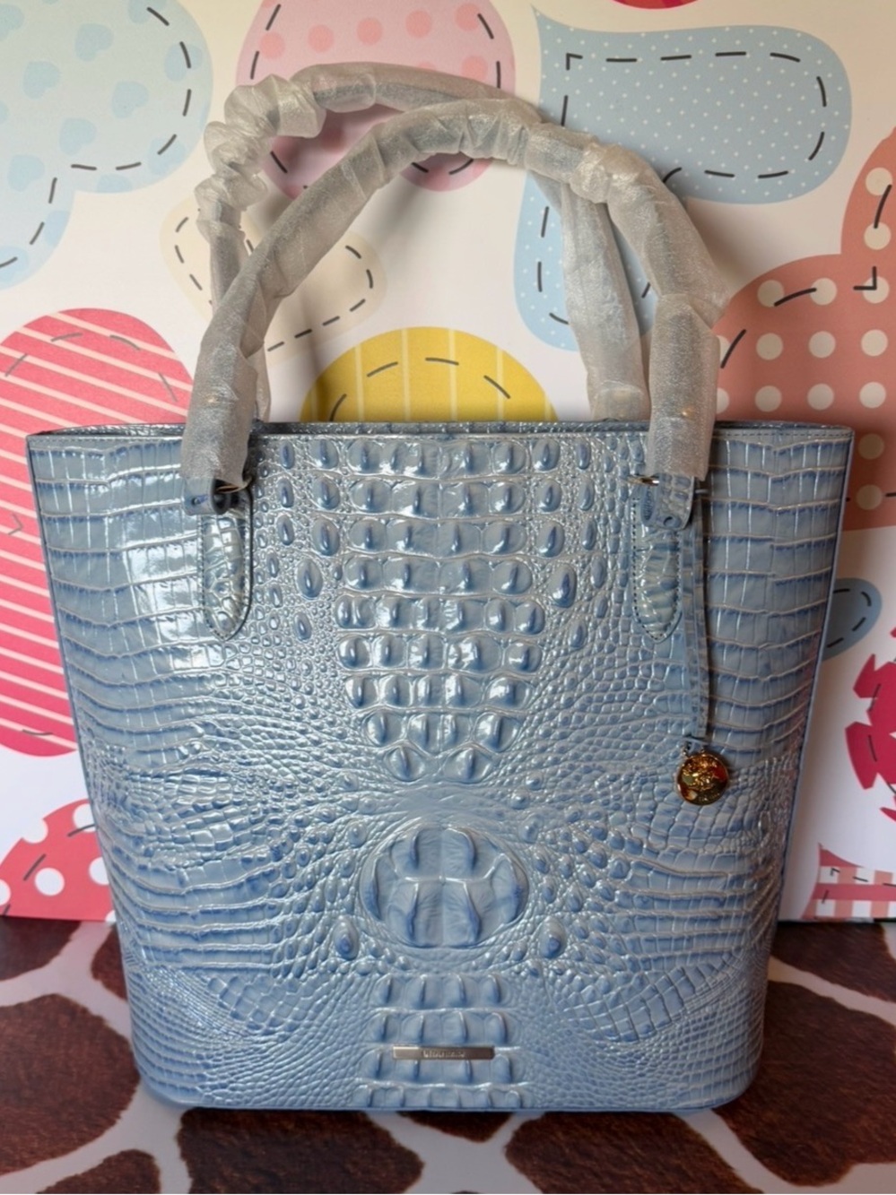 BRAHMIN EZRA HEAVENLY BLUE TOTE NWT PRETTY EYE PLACEMENT - Picture 6 of 12